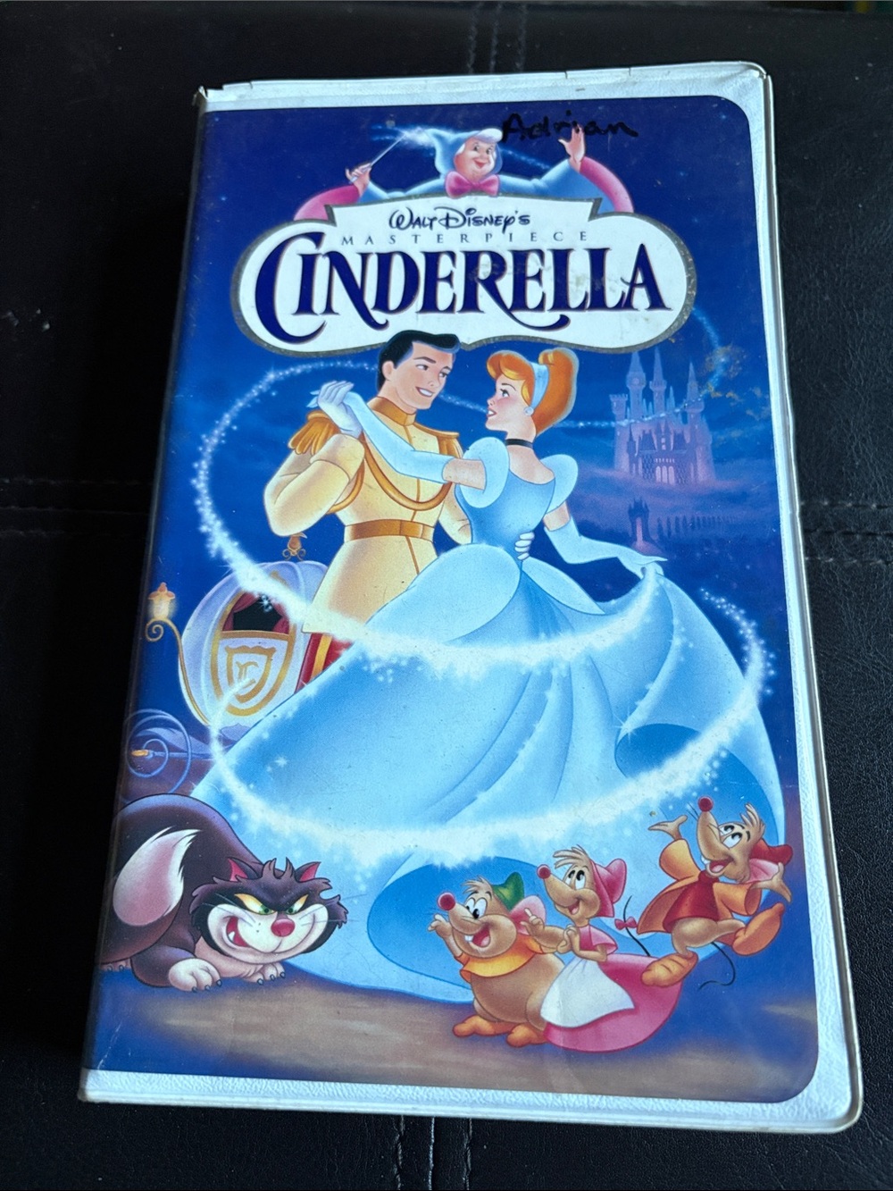 Disney Masterpiece Cinderella VHS Style Movie Cover - Blue, White, Gold, Pink